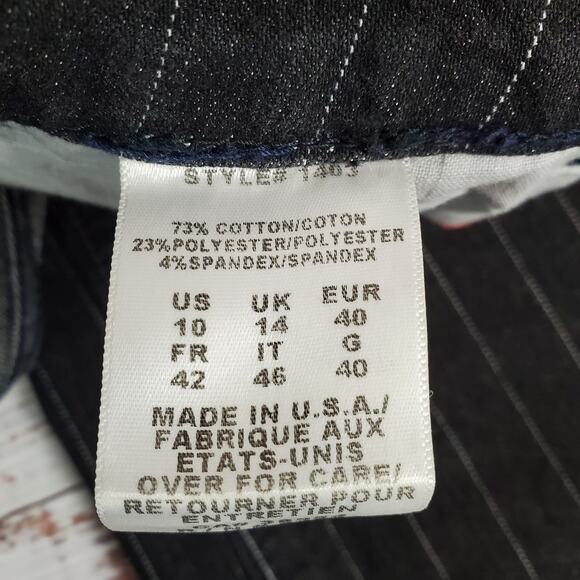 NYDJ Black Pin Stripe Wide Leg Jeans 10 Retro Relaxed Flare Denim Trousers Pants - Picture 7 of 11